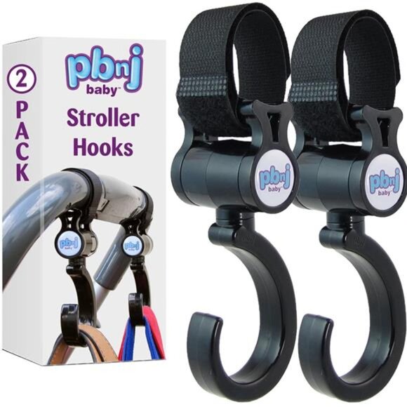 Baby Stroller Hooks 2 Pack Organizer Clip Travel Purse Shopping Diaper Bags - Picture 1 of 16